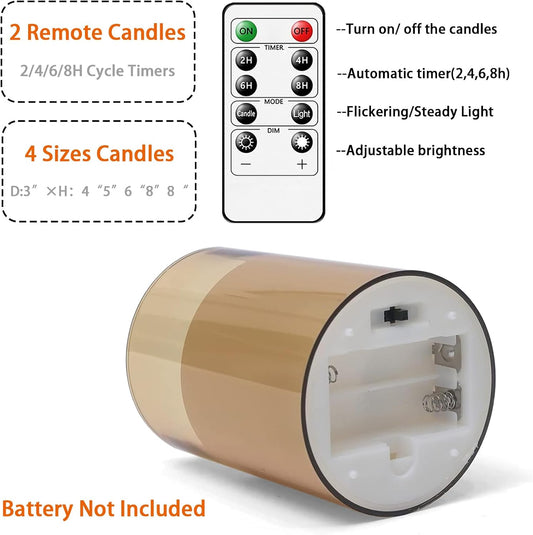Fo32won Amber LED Flameless Pillar Candles