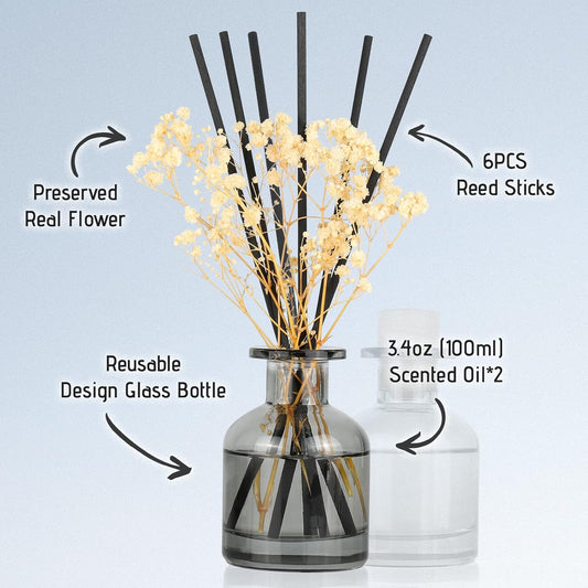 Brakula 2 Pack Reed Diffuser, Bamboo
