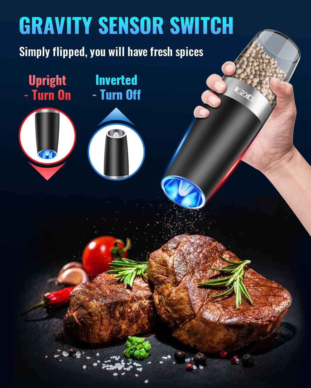 Sweet Alice Gravity Electric Pepper and Salt Grinder Set
