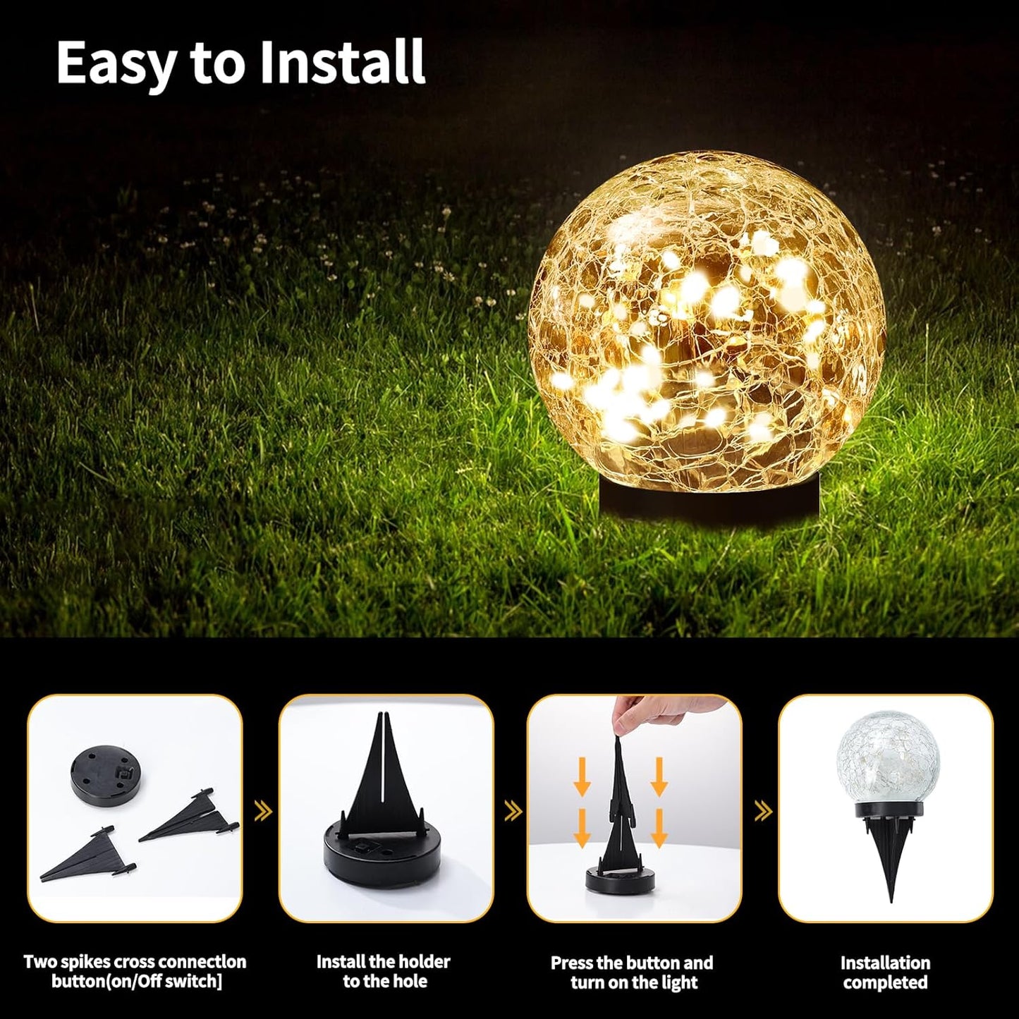 Solar Globe Lights Outdoor Waterproof