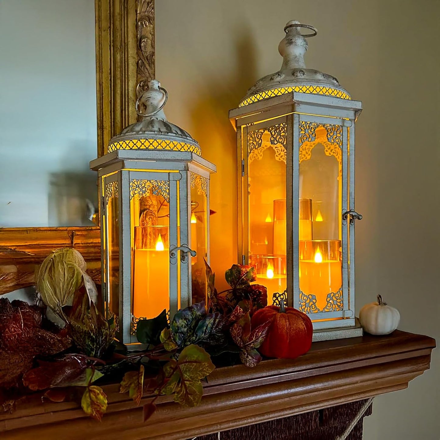 Fo32won Amber LED Flameless Pillar Candles