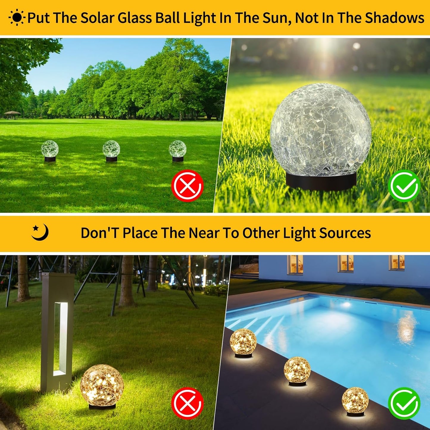 Solar Globe Lights Outdoor Waterproof