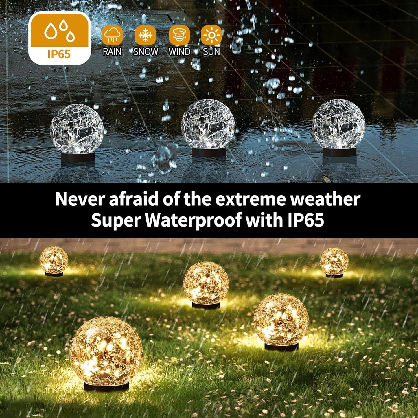 Solar Globe Lights Outdoor Waterproof