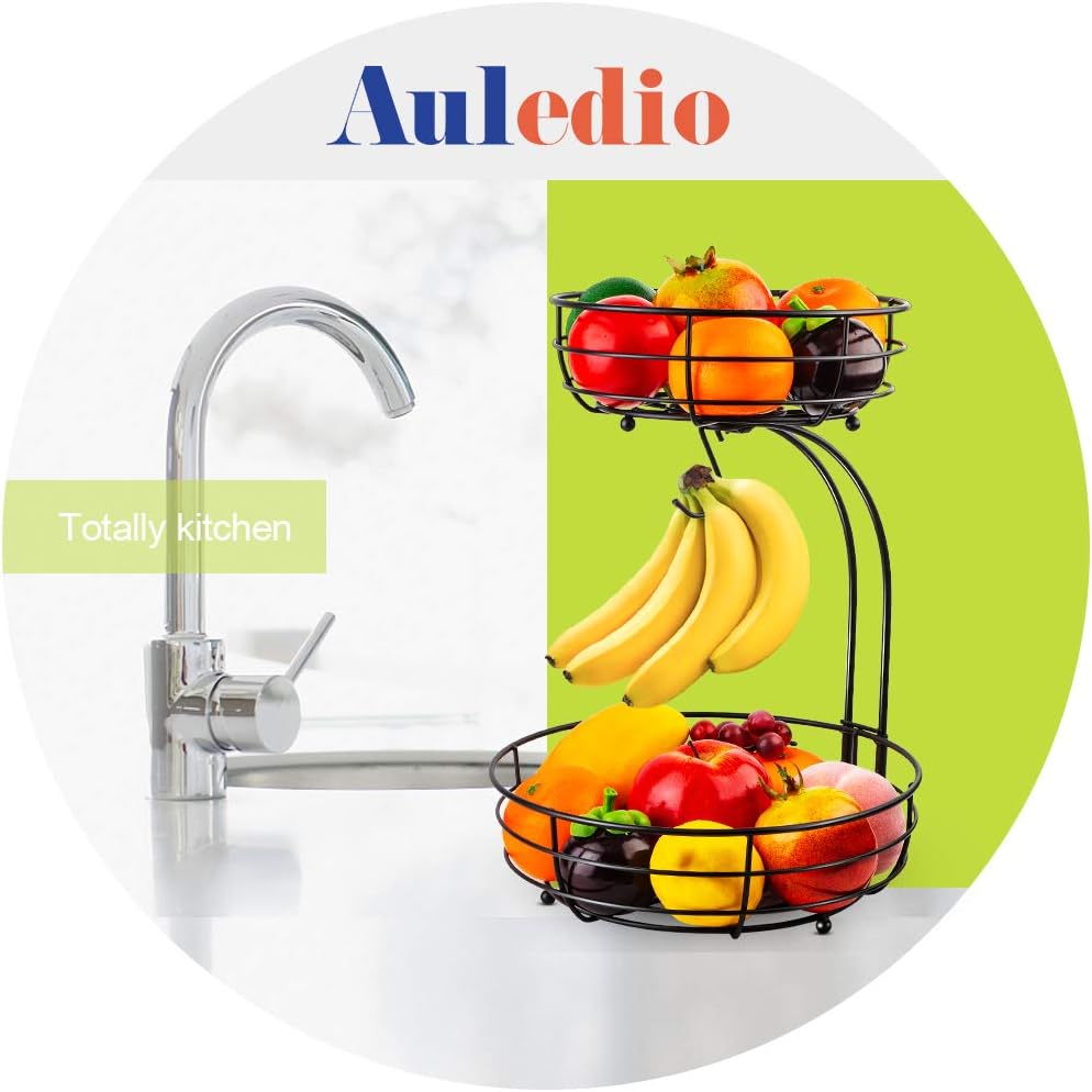 Auledio Iron 2-Tier Countertop Fruit Vegetables Basket Bowl