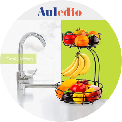 Auledio Iron 2-Tier Countertop Fruit Vegetables Basket Bowl