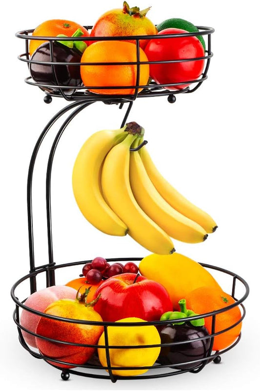 Auledio Iron 2-Tier Countertop Fruit Vegetables Basket Bowl