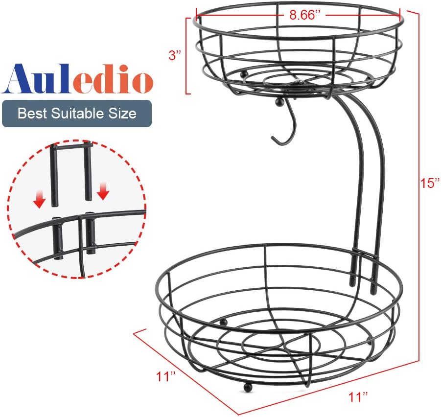 Auledio Iron 2-Tier Countertop Fruit Vegetables Basket Bowl