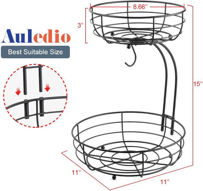 Auledio Iron 2-Tier Countertop Fruit Vegetables Basket Bowl