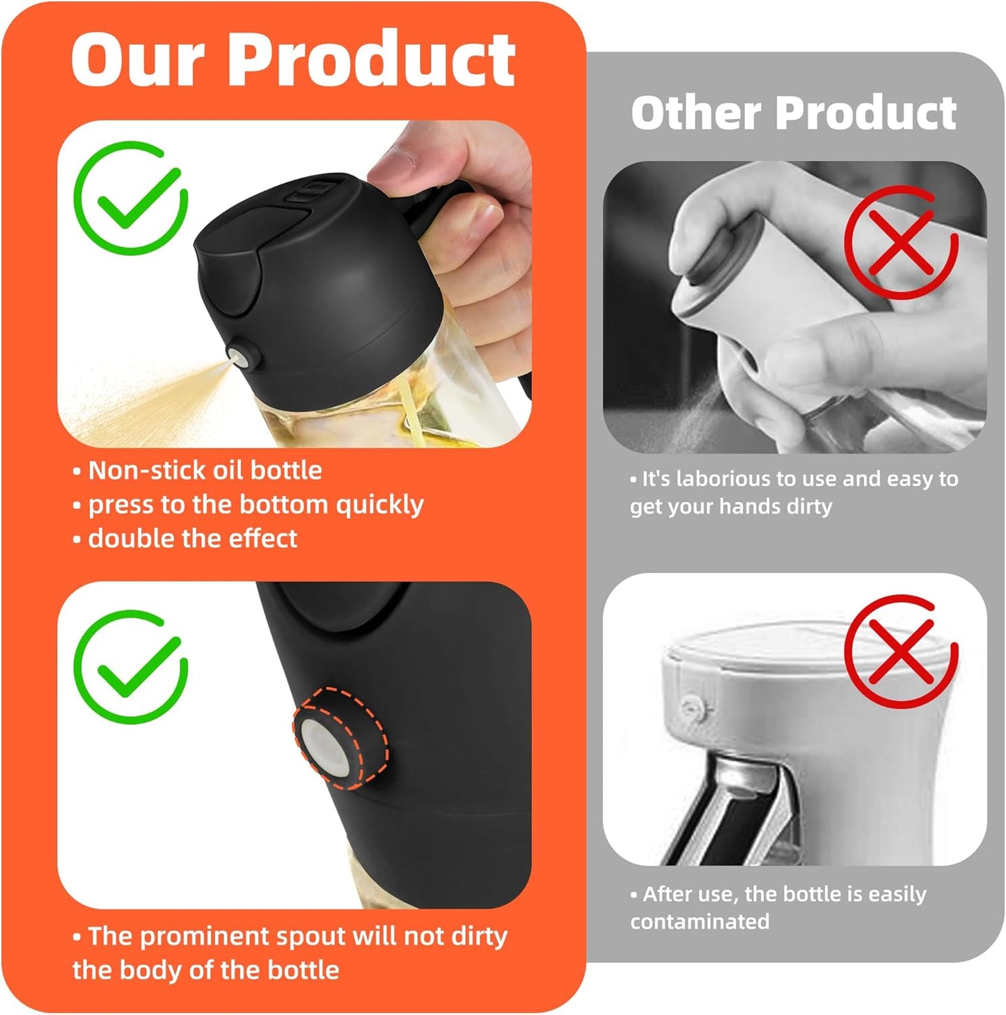 TrendPlain 16oz/470ml Glass Olive Oil Sprayer for Cooking