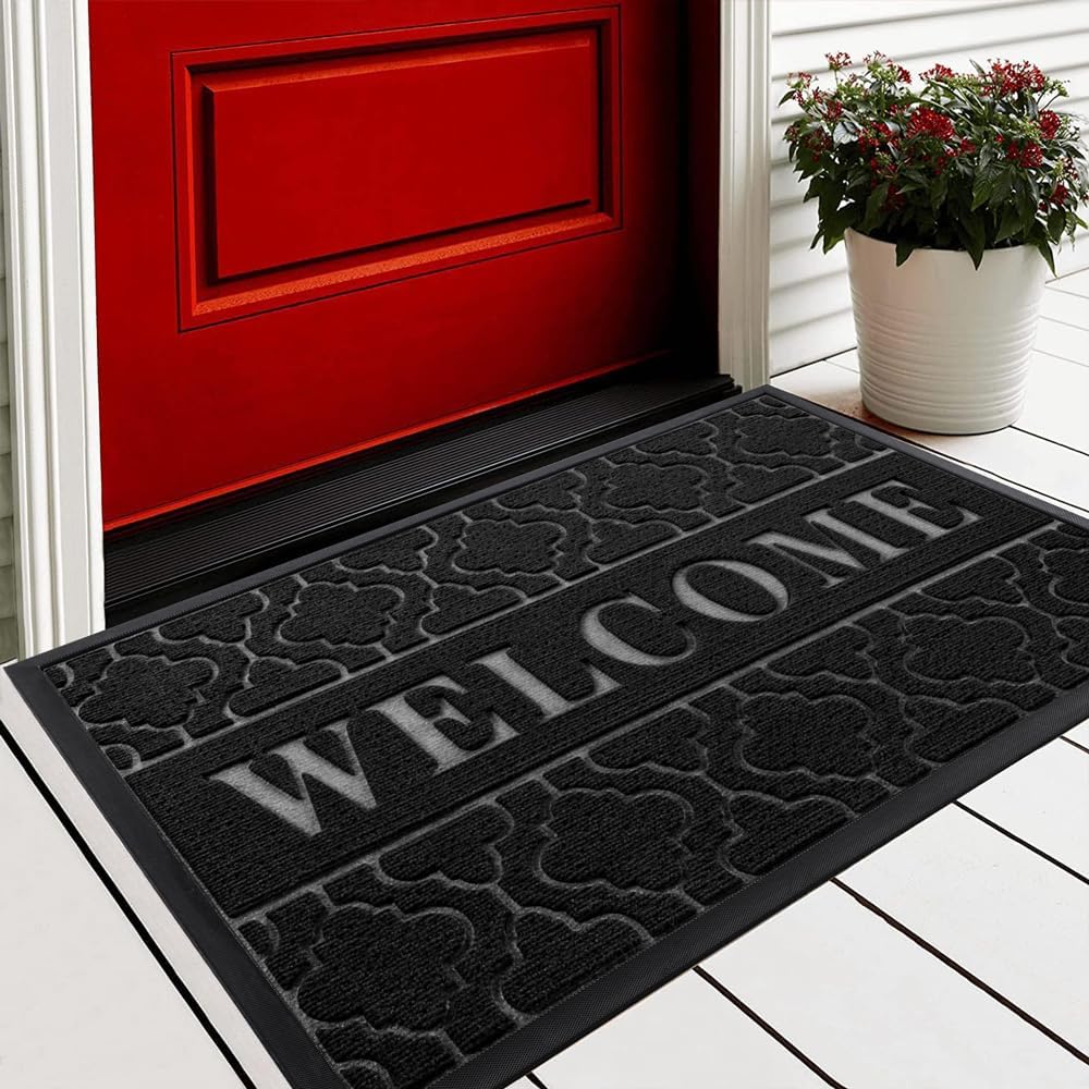 Welcome Mat Outdoor Indoor, All-Season Waterproof Front Door Mat Outside