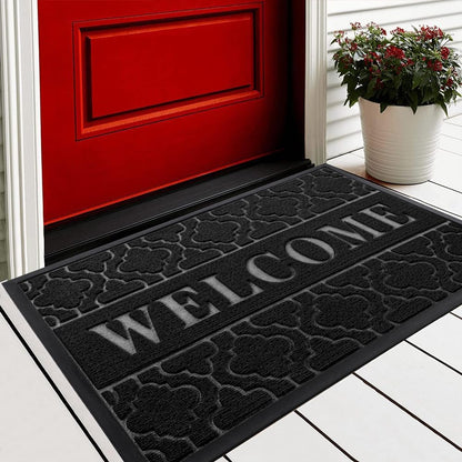 Welcome Mat Outdoor Indoor, All-Season Waterproof Front Door Mat Outside