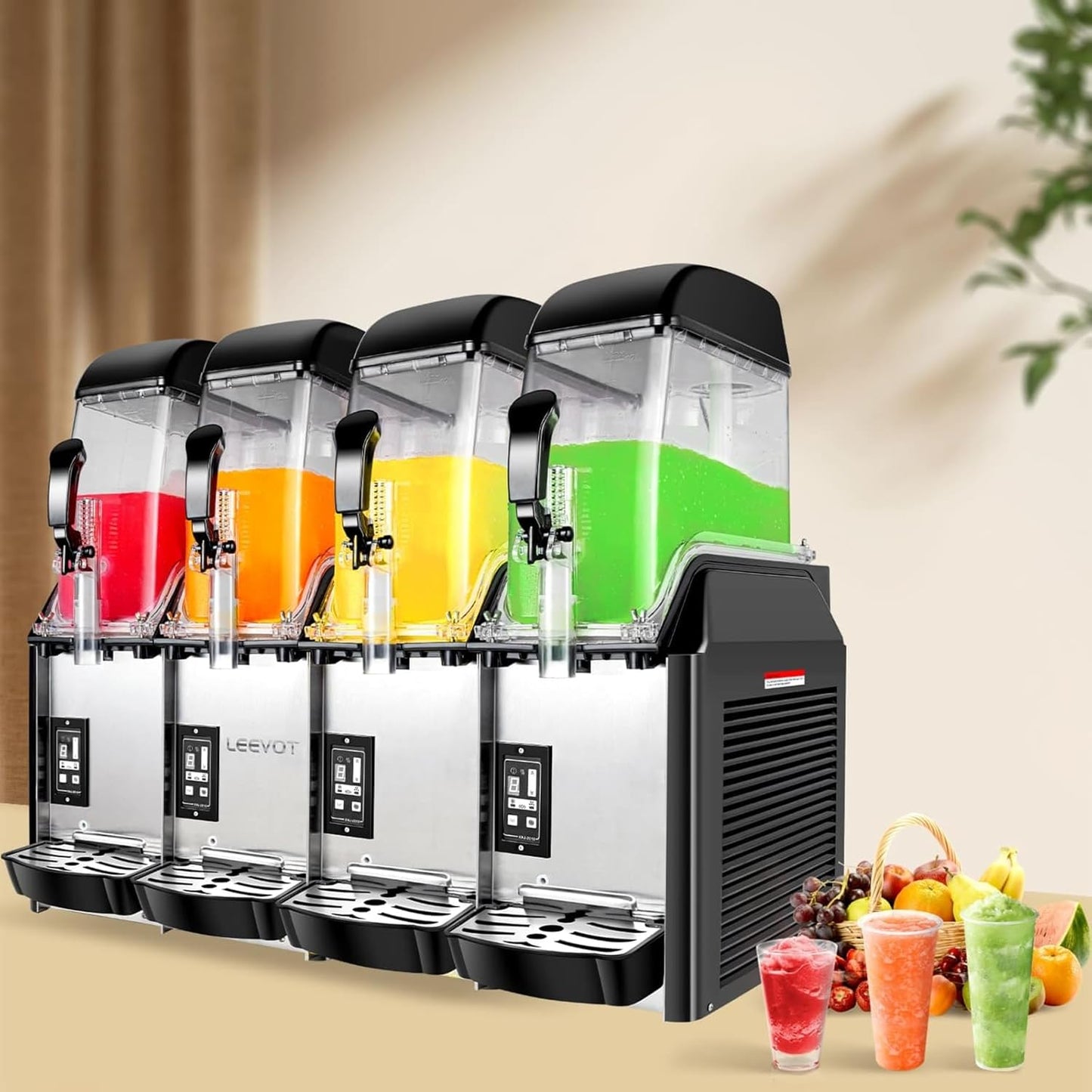 Commercial Slushy Machine, 4x3.2 Gallons Quadruple Tank Margarita Frozen drink Machine