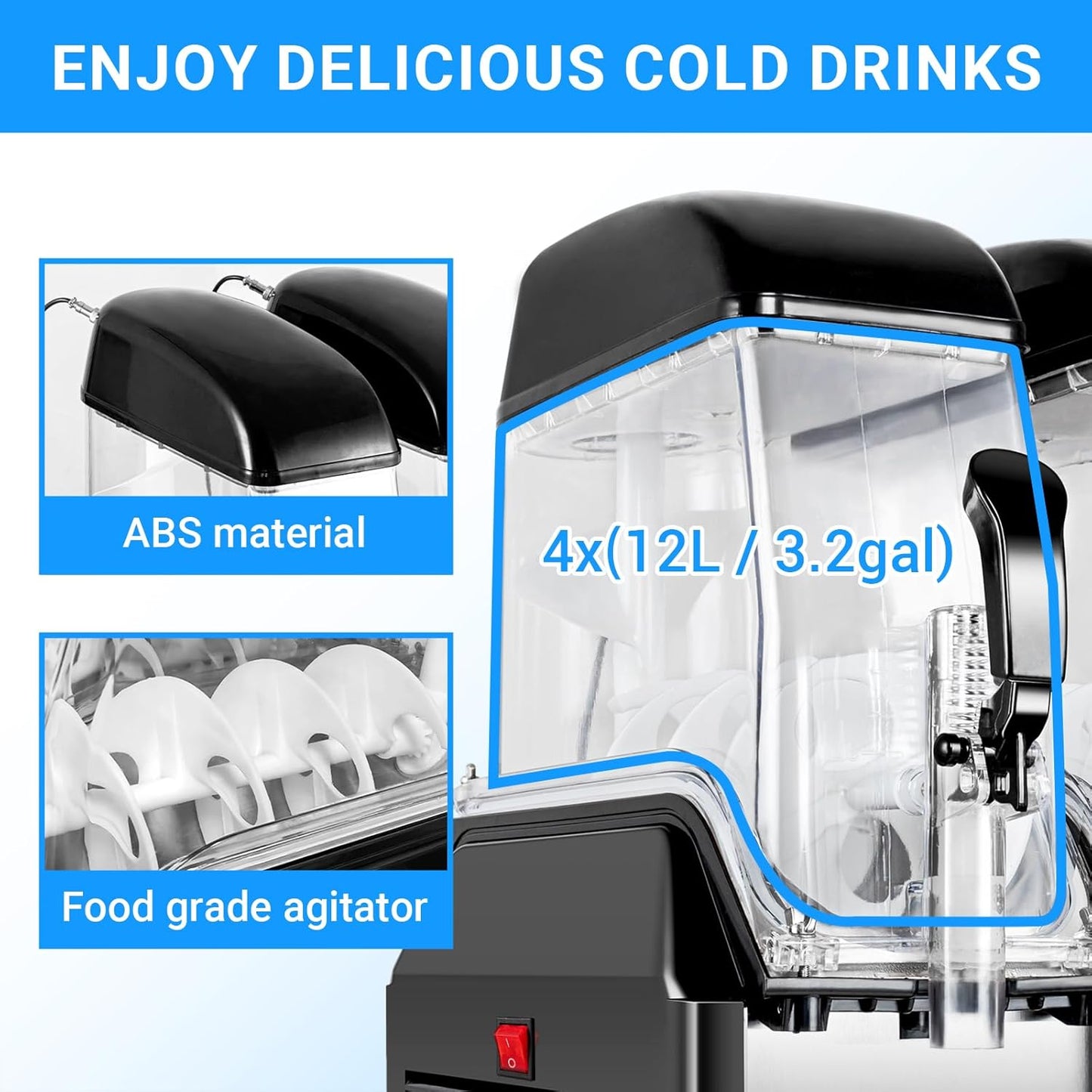 Commercial Slushy Machine, 4x3.2 Gallons Quadruple Tank Margarita Frozen drink Machine