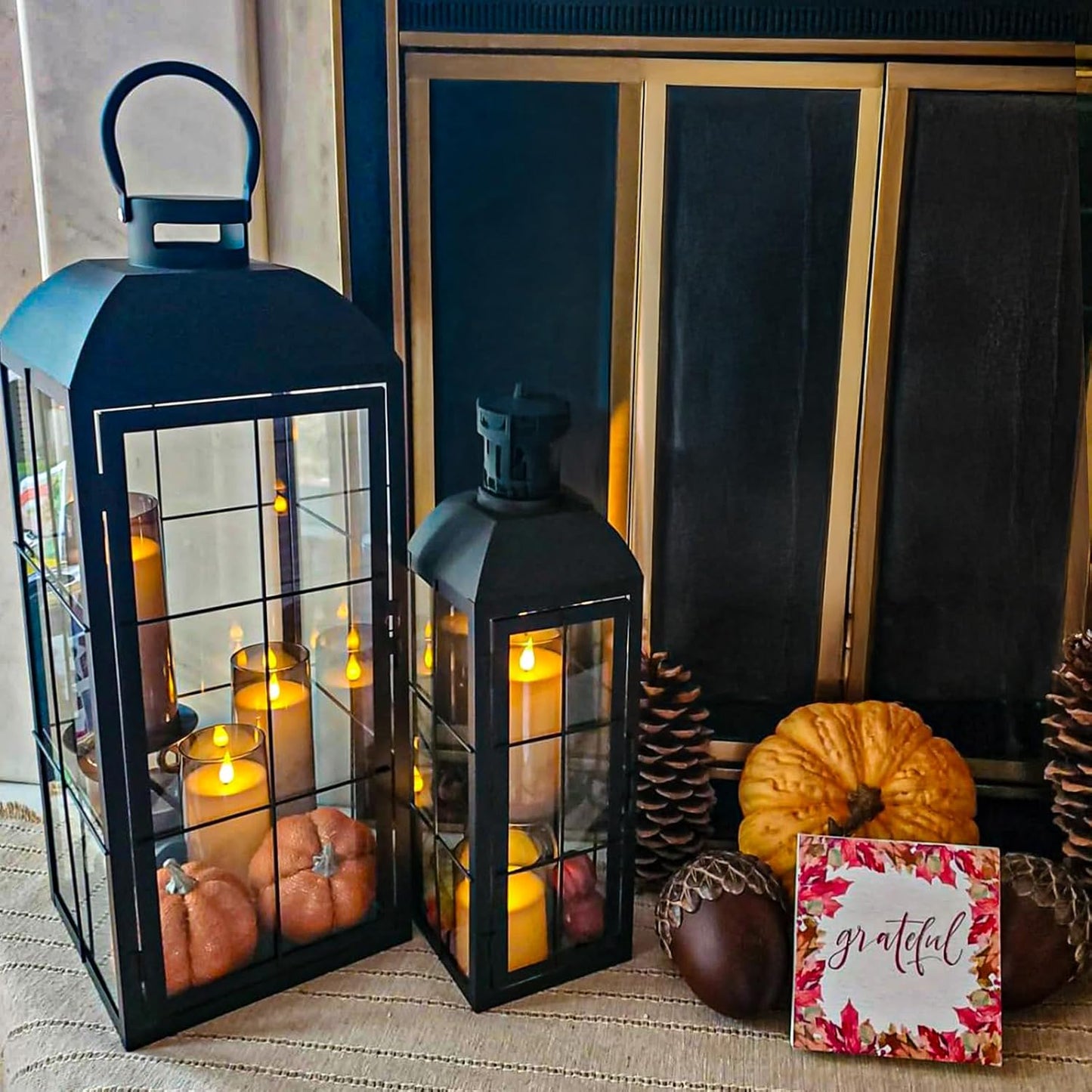 Fo32won Amber LED Flameless Pillar Candles