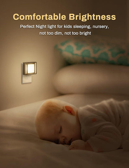 DORESshop LED Night Light, Night Lights Plug Into Wall [2 Pack] with Dusk-to-Dawn Sensor, Dimmable Nightlights, Adjustable Brightness for Bathroom, Hallway, Bedroom,Kids Room,Stairway,Soft White