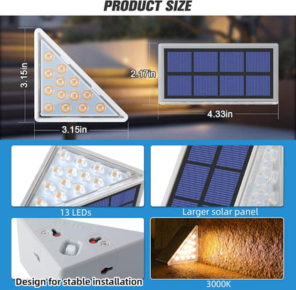 6 Pack Solar Step Lights for Outside, Waterproof IP67 Solar Stair Lights Outdoor - Auto On/Off, Warm White, Steps, Stairs, Deck, Patio, Yard, Porch, Front Door