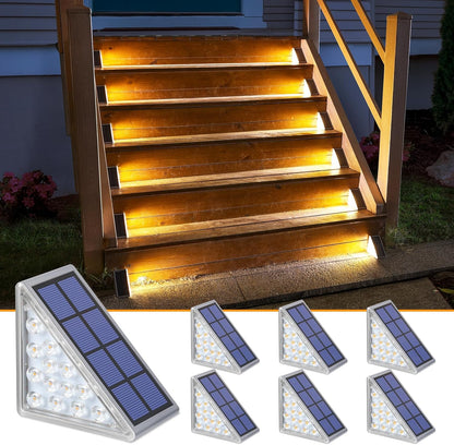6 Pack Solar Step Lights for Outside, Waterproof IP67 Solar Stair Lights Outdoor - Auto On/Off, Warm White, Steps, Stairs, Deck, Patio, Yard, Porch, Front Door
