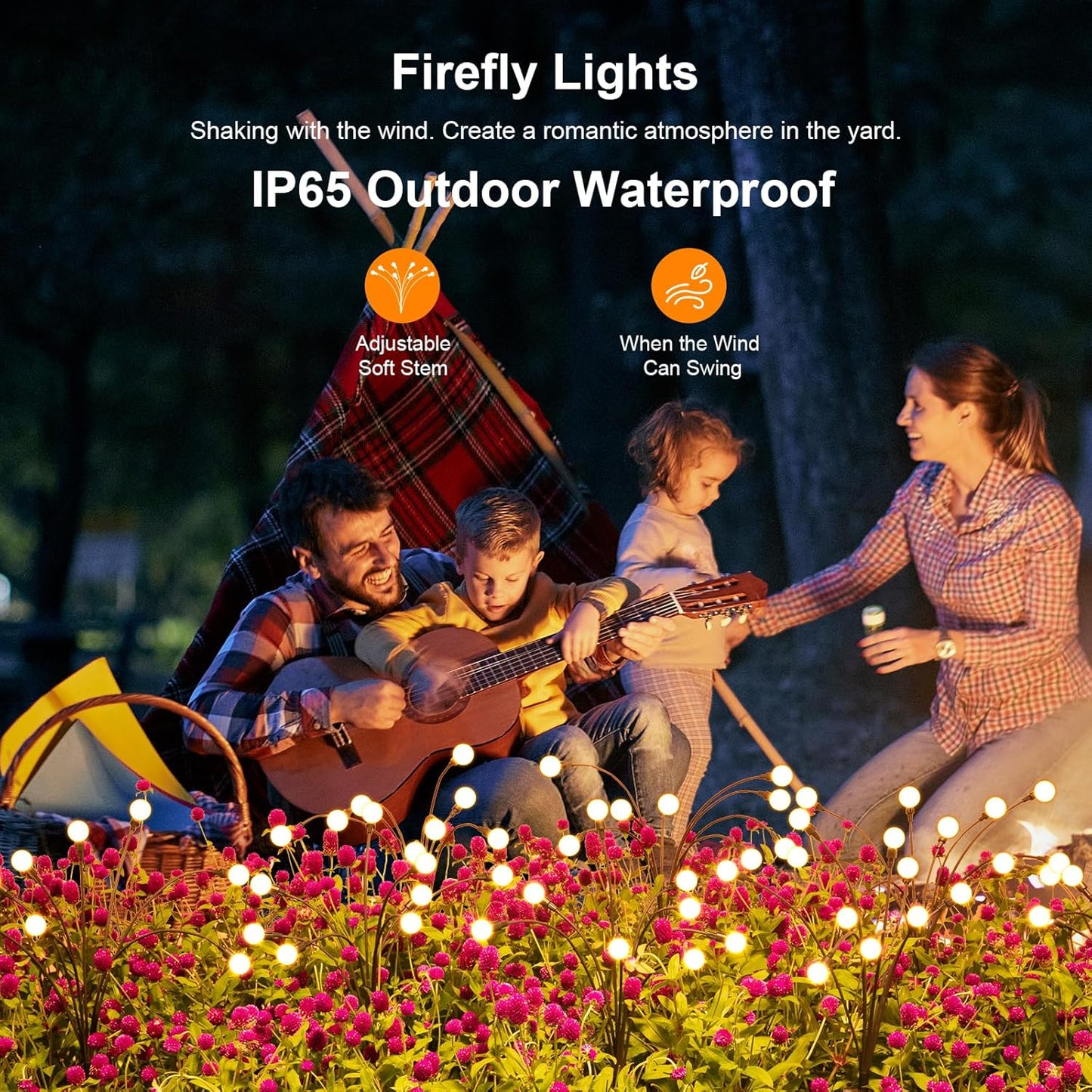 Solar Lights Outdoor(4-Pack, 32 LEDs), ASMAD Solar Garden Lights, Outdoor Decorations, Firefly Light for Patio Decor, Big Bulb, Unique Gifts for Women