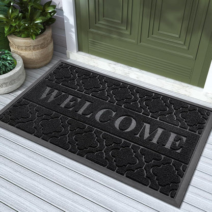 Welcome Mat Outdoor Indoor, All-Season Waterproof Front Door Mat Outside