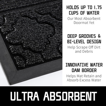 Welcome Mat Outdoor Indoor, All-Season Waterproof Front Door Mat Outside