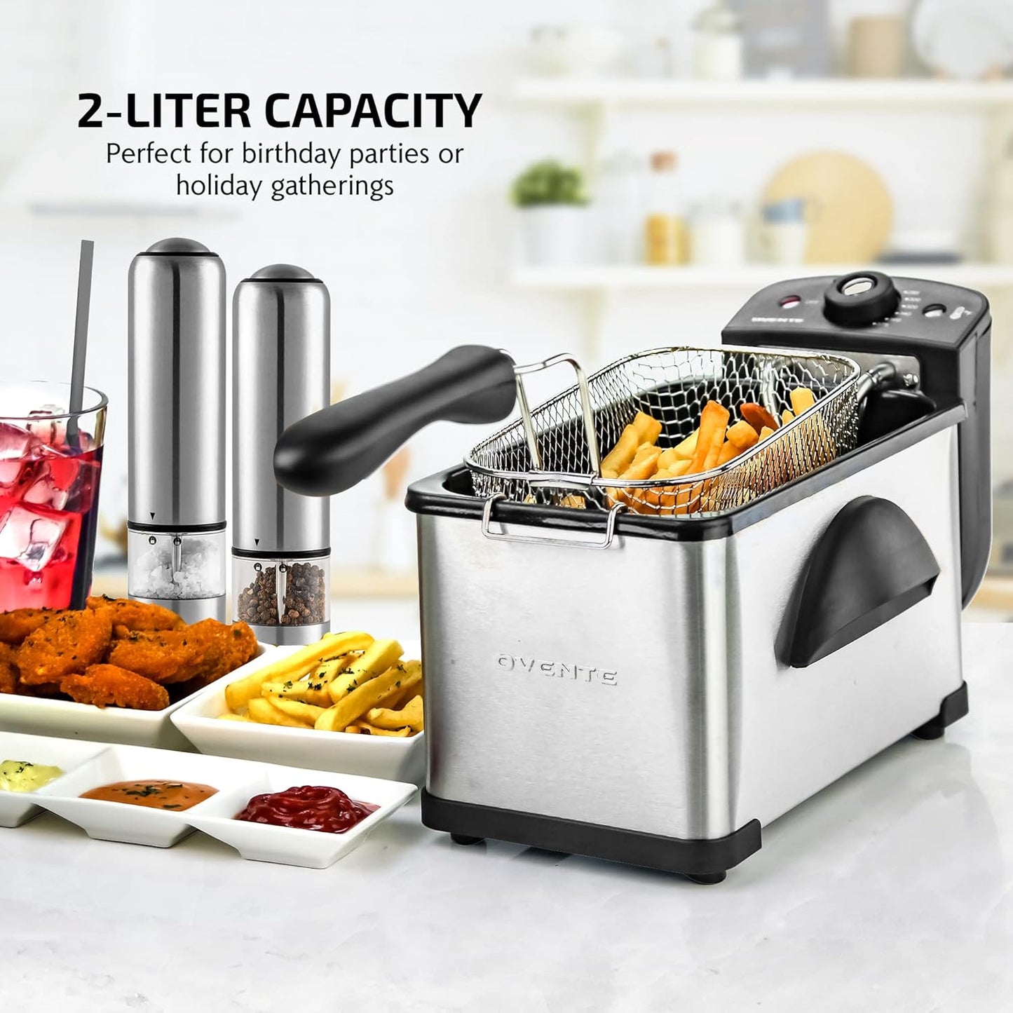 OVENTE Electric Deep Fryer 2 Liter Capacity