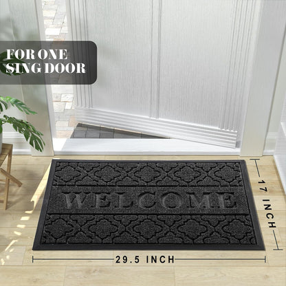 Welcome Mat Outdoor Indoor, All-Season Waterproof Front Door Mat Outside