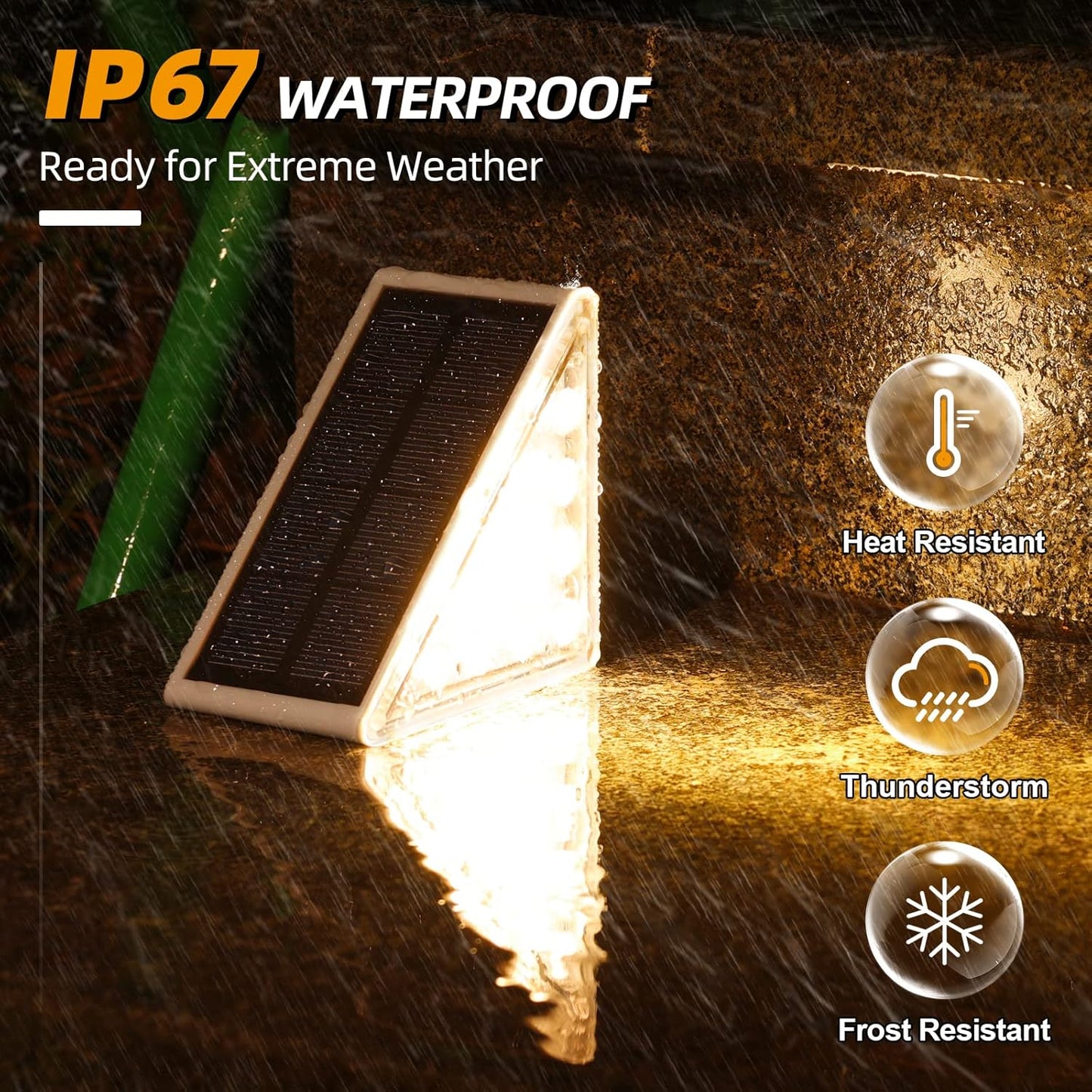 6 Pack Solar Step Lights for Outside, Waterproof IP67 Solar Stair Lights Outdoor - Auto On/Off, Warm White, Steps, Stairs, Deck, Patio, Yard, Porch, Front Door
