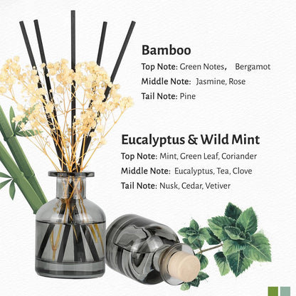 Brakula 2 Pack Reed Diffuser, Bamboo