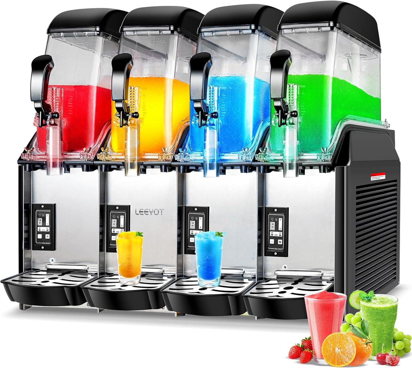 Commercial Slushy Machine, 4x3.2 Gallons Quadruple Tank Margarita Frozen drink Machine