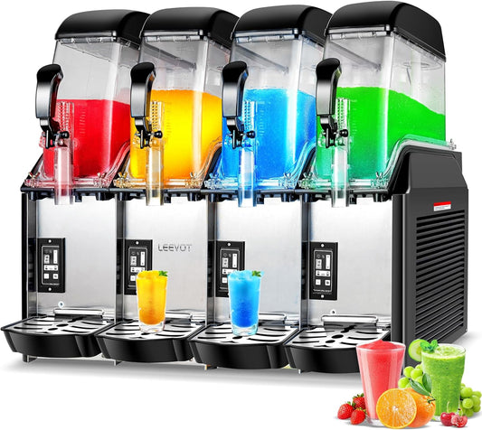 Commercial Slushy Machine, 4x3.2 Gallons Quadruple Tank Margarita Frozen drink Machine