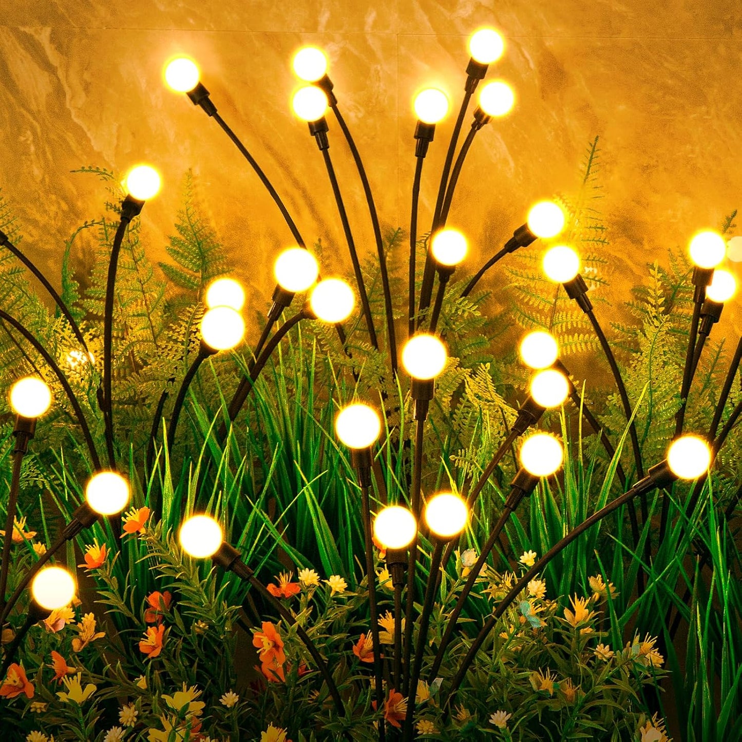 Solar Lights Outdoor(4-Pack, 32 LEDs), ASMAD Solar Garden Lights, Outdoor Decorations, Firefly Light for Patio Decor, Big Bulb, Unique Gifts for Women