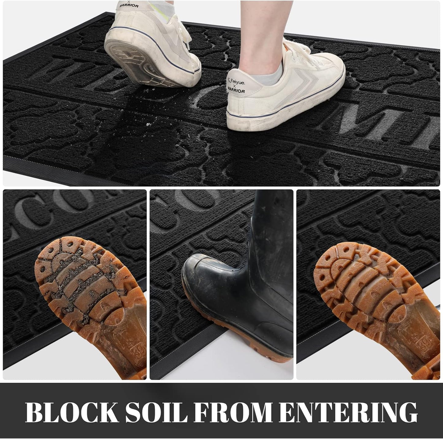 Welcome Mat Outdoor Indoor, All-Season Waterproof Front Door Mat Outside